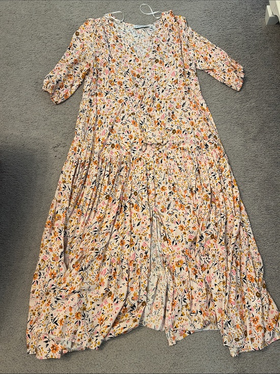 Petal & Pup Dresses & Skirts - Petal and Pup, Floral V-Neck Maxi Dress in Pink & Yellow. Medium. Worn once